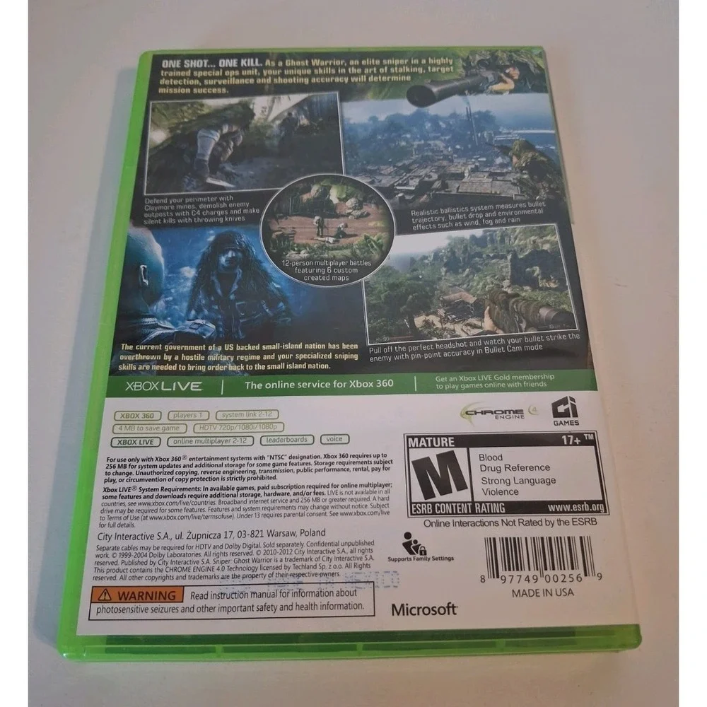 Xbox 360 : Sniper: Ghost Warrior Video Game
